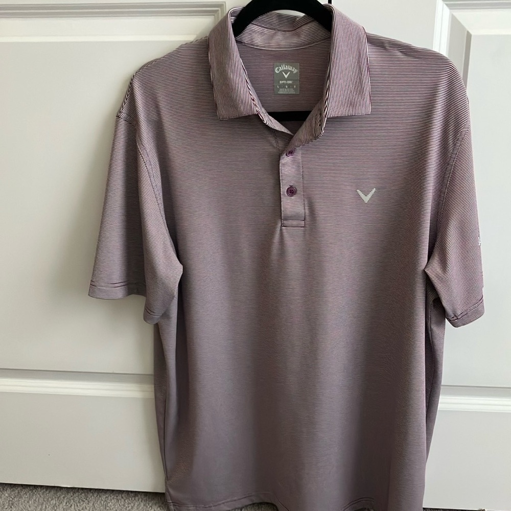 Callaway Purple & Silvery-White Striped Performance Polo Shirt